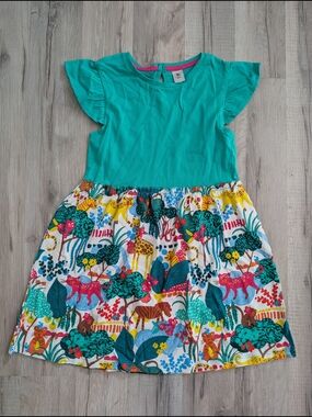 Tu Teal Bodice Dress with Colorful Animal-Print Skirt, 4-5Y (V6)